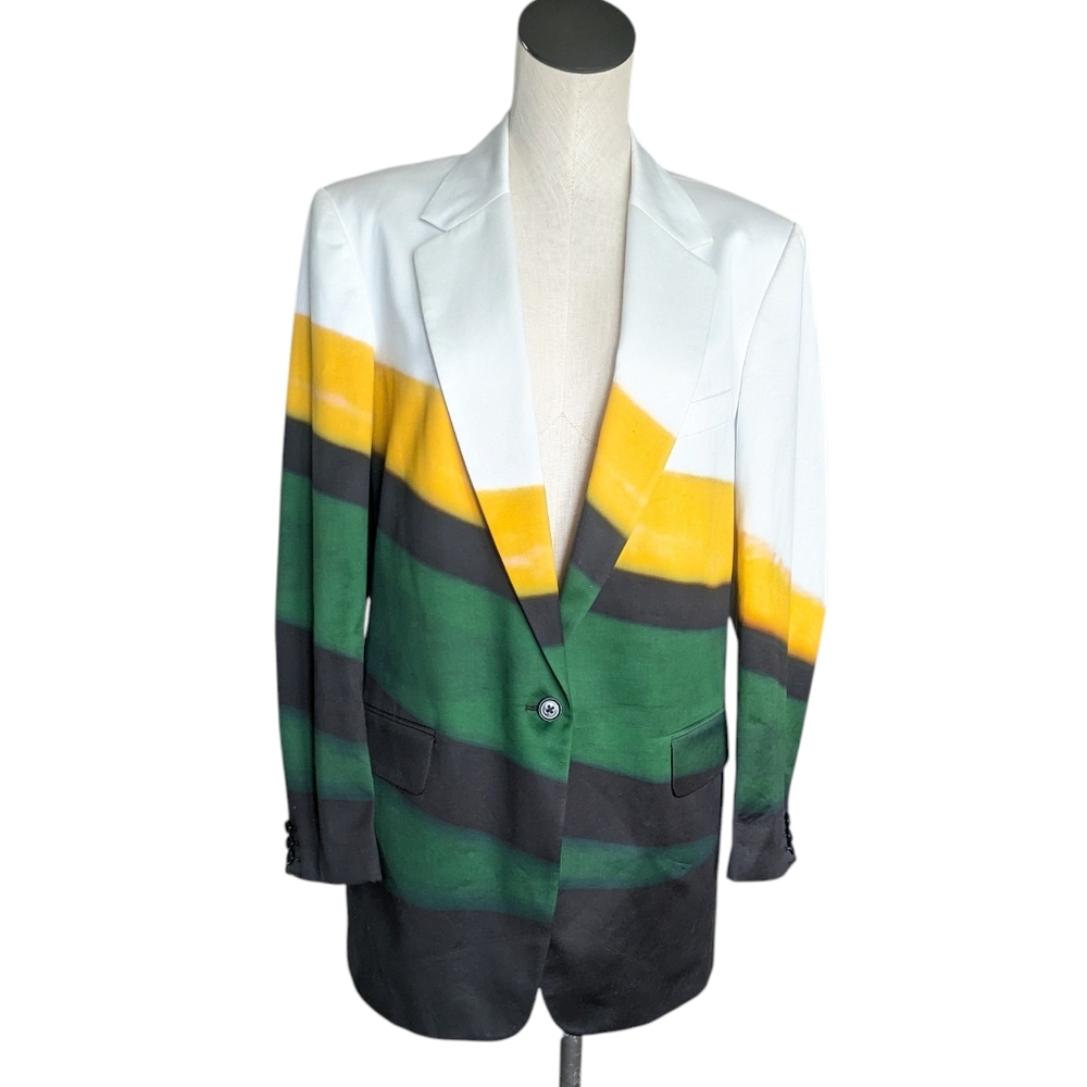 Dries Van Noten Len Lye Multicolor Tie Dye Colorblock Blazer Size 42